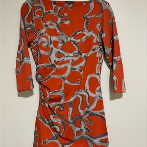 Abstract Red and Gray Women's Top